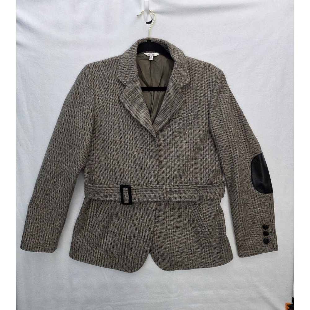 L.L. Bean Blazer Tweed Belted 8 Brown Academic Equestrian